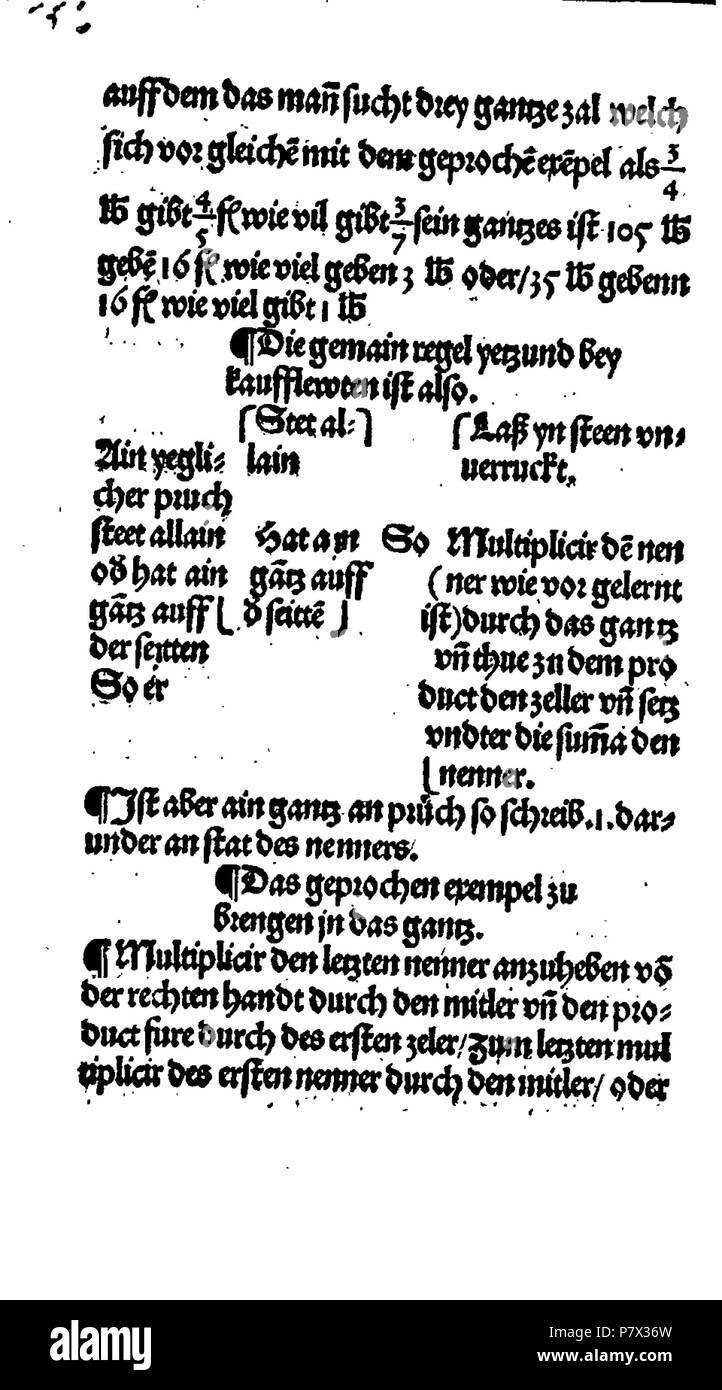 . Ayn Neue Kunstlich buech welches gar gewiss vnd behend lernet / Der gemainen Regel Demre/welschen praktisch/Regeln falsi vñ erlichë Regeln.... Deutsch: Dies ist ein Scan des historischen Buches Deutsch: Dies ist ein Scan des historischen Dokument. N/A 128 De Rechenbuch (Schreiber) 056 Stockfoto