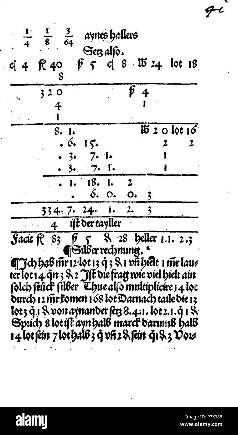 . Ayn Neue Kunstlich buech welches gar gewiss vnd behend lernet / Der gemainen Regel Demre/welschen praktisch/Regeln falsi vñ erlichë Regeln.... Deutsch: Dies ist ein Scan des historischen Buches Deutsch: Dies ist ein Scan des historischen Dokument. N/A 128 De Rechenbuch (Schreiber) 079 Stockfoto