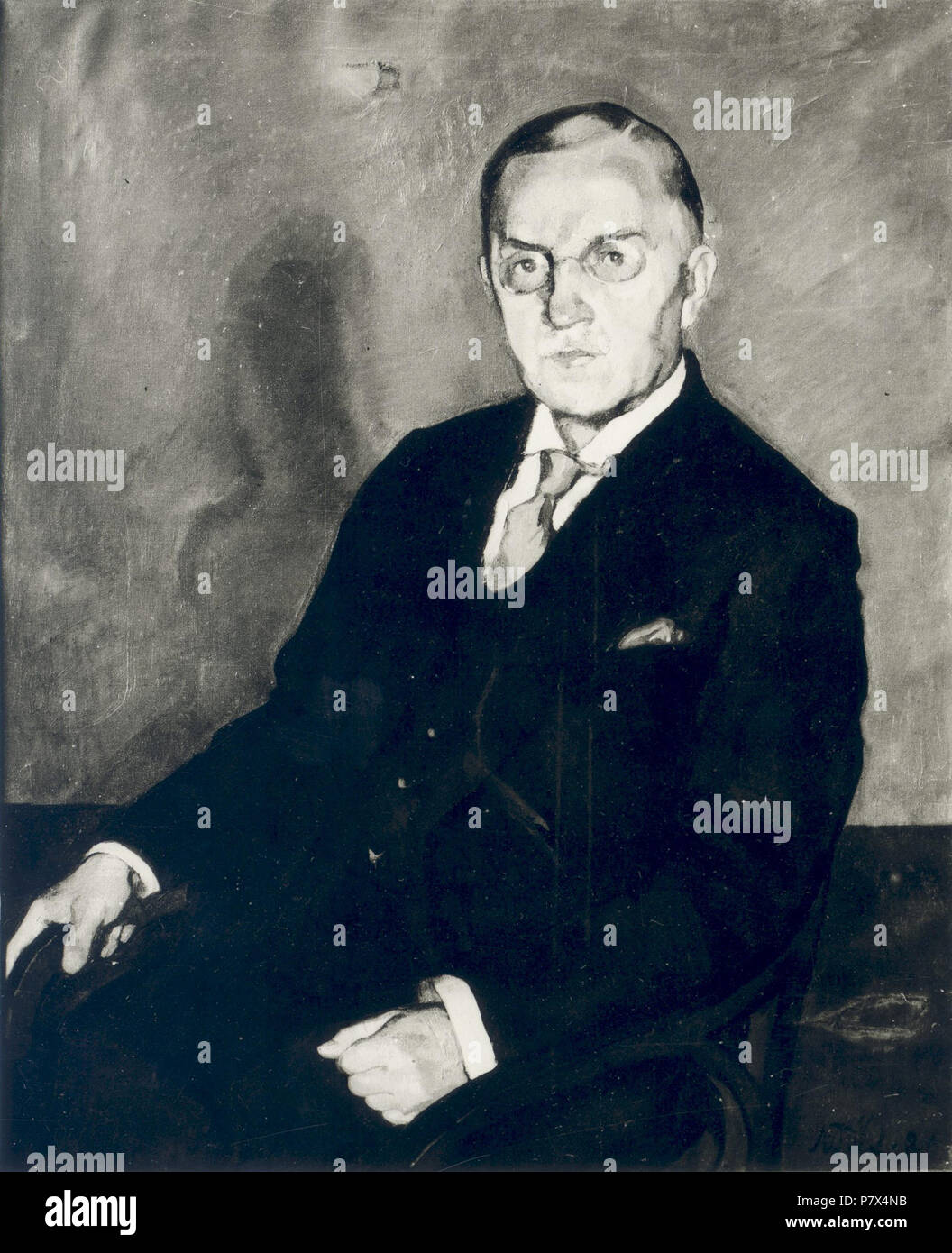 Englisch: Eduard Vilde sitzen. Malerei von Nikolai Triik. Öl auf Papier. 1929 141 Eduard Vilde von Nikolai Triik Stockfoto