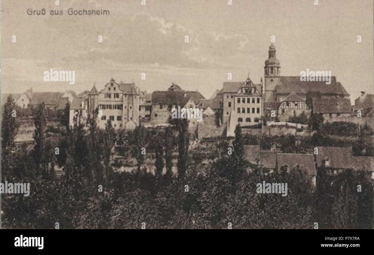 Englisch: Blick in Gochsheim. Postkarte von 1910-1920 (diese Muster in 1920 geschrieben). Zwischen 1910 und 1920 174 Gochsheim Schweinfurt 1910-1920 Stockfoto