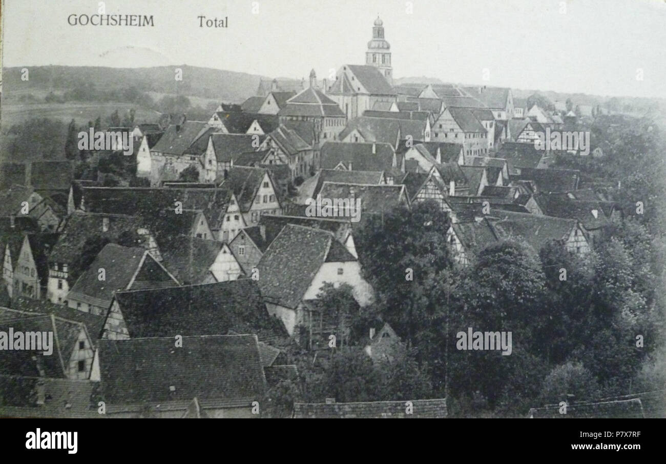 Englisch: Blick in Gochsheim. Postkarte von c. 1910. ca. 1910 174 Gochsheim panorama C. 1910 Stockfoto