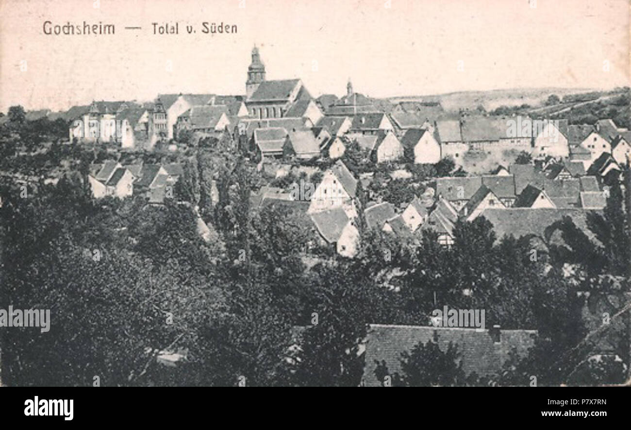 Englisch: Blick in Gochsheim. Postkarte von c. 1910 (dieses Muster in 1918 veröffentlicht). Um 1910 174 Gochsheim Schweinfurt 1910 Stockfoto