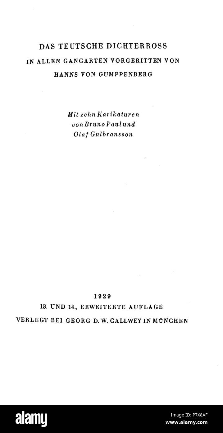 177 Gumppenberg Dichterross Titel Stockfoto