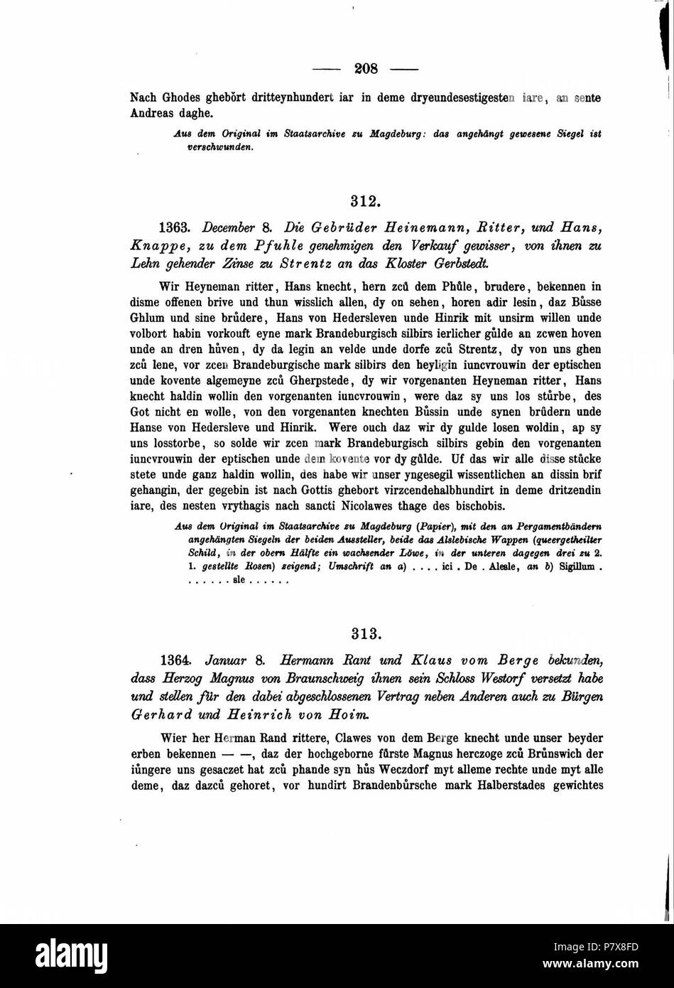 Codex diplomaticus anhaltinus, Band 4. 1879 114 DE CDA 4 208 Stockfoto