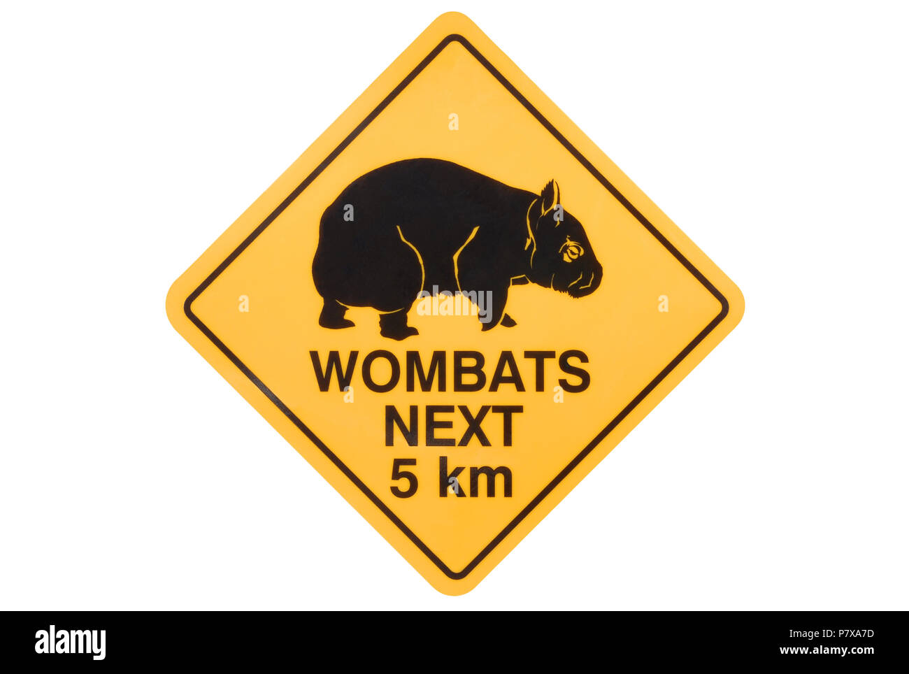 Australische Schild Warnung von Streunenden wombats Stockfoto