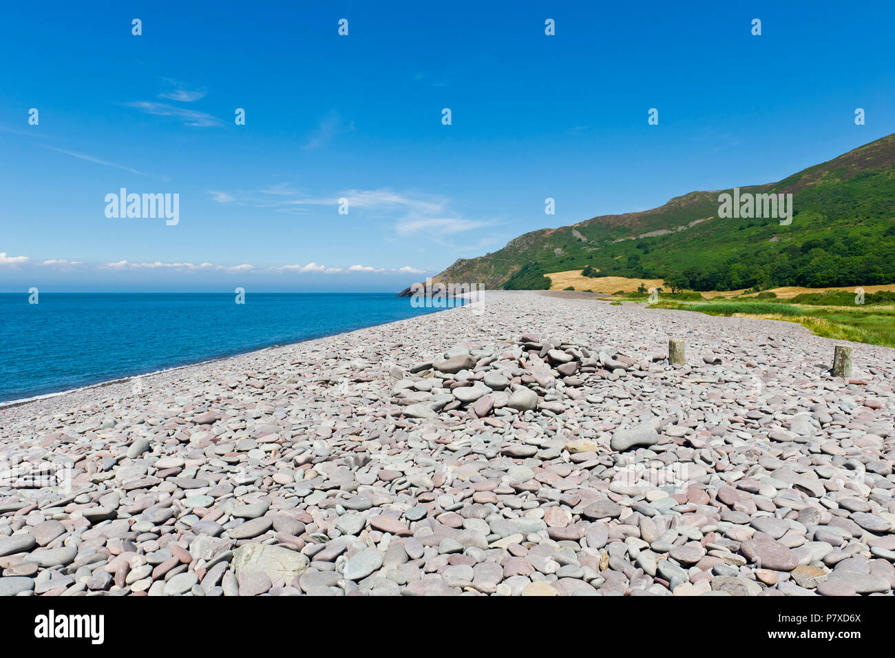 Bossington Strand Porlock Bay, Exmoor Küste, Somerset Stockfoto