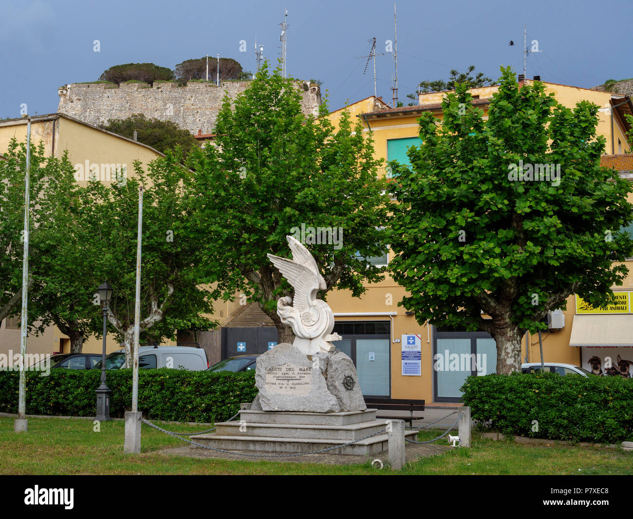 Denkmal auf der Piazza del Popolo, Portoferraio, Elba, Region Toskana, Provinz Livorno, Italien, Europa Stockfoto