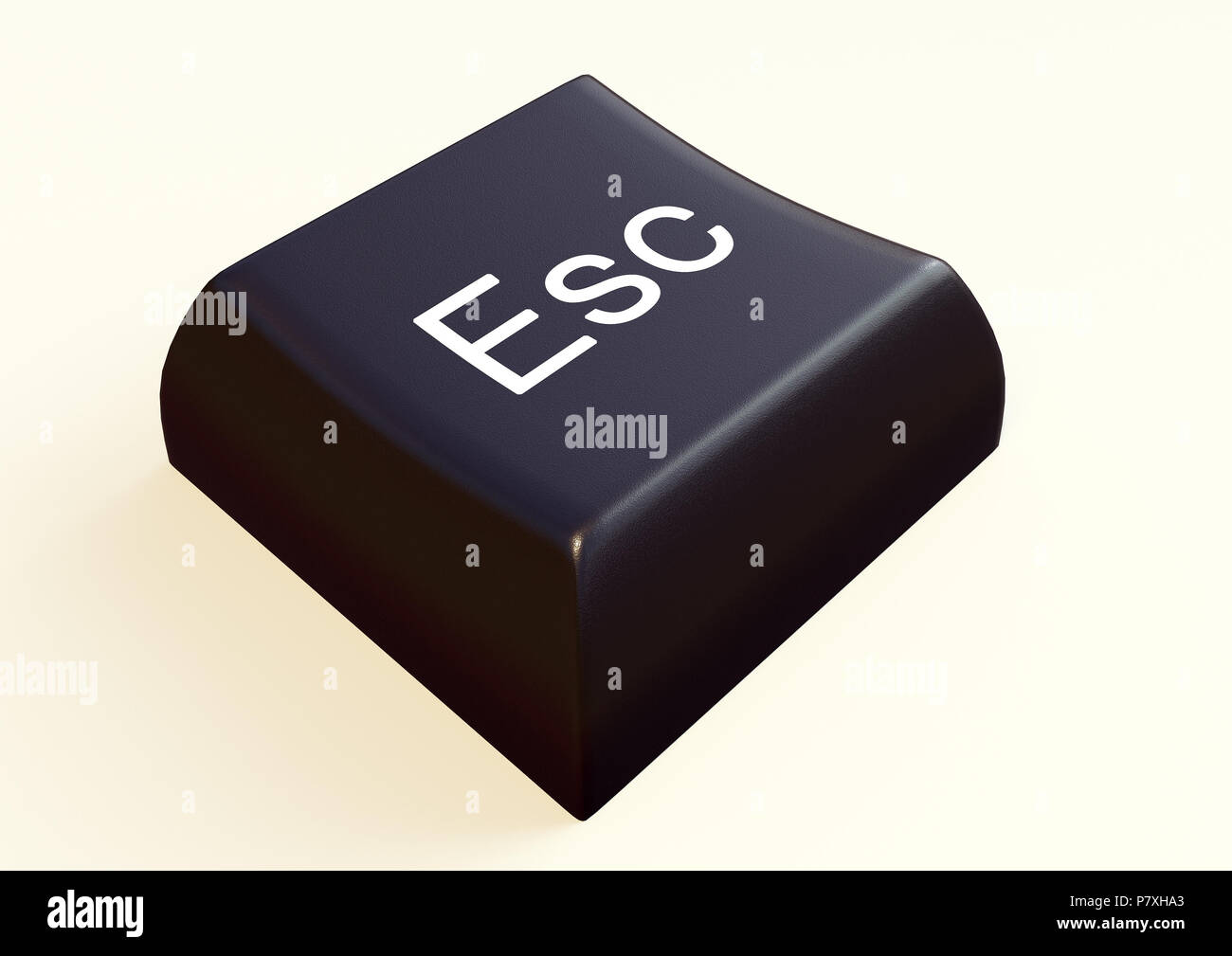 Eine 3D-Darstellung der esc-Taste aus der Tastatur Stockfoto