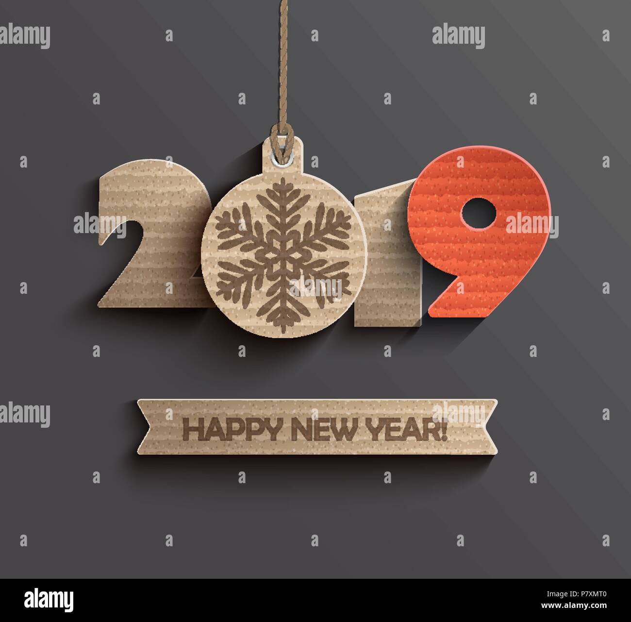 Modern Creative Karte für ein glückliches neues Jahr 2019 Papier Design. Perfekt für Präsentationen, Flyer und Banner, Flyer, Postkarten und Plakate. Vector Illustration EPS 10. Stock Vektor