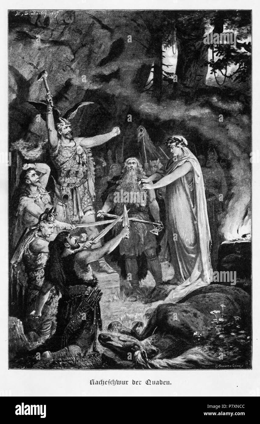 Eština: Ilustrace sester Marie eine Sophie Görlich z knihy "Der altdeutsche Volksstamm der Quaden" Heiricha Kirchmayra z roku 1888. Englisch: Illustrationen von Marie und Sophie Görlich aus Buch 'Der altdeutsche Volksstamm der Quaden" durch Heirich Kirchmayr 1888 veröffentlicht. 1. Januar 1888 131 Der altdeutsche Volksstamm der Quaden, 17. Stockfoto