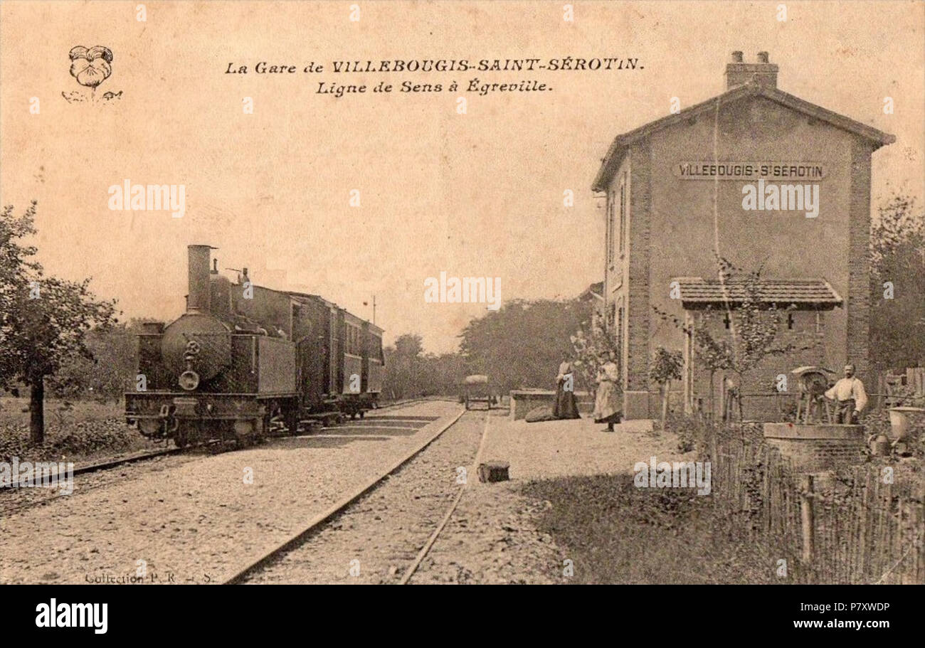 Français: Gare des Chemins de fer départementaux à Villebougis, sur la ligne de Sens à Égreville. 89450 Villebougis. 1. Januar 1939 167 Gare CFD de Villebougis-Saint - serotin Stockfoto