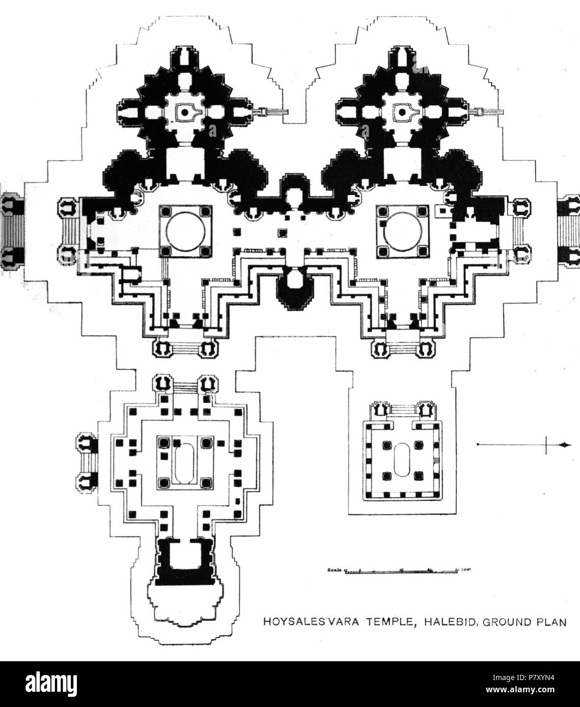 Halebid Tempel Grundriss. 1902 184 Halebid Tempel plan Stockfoto