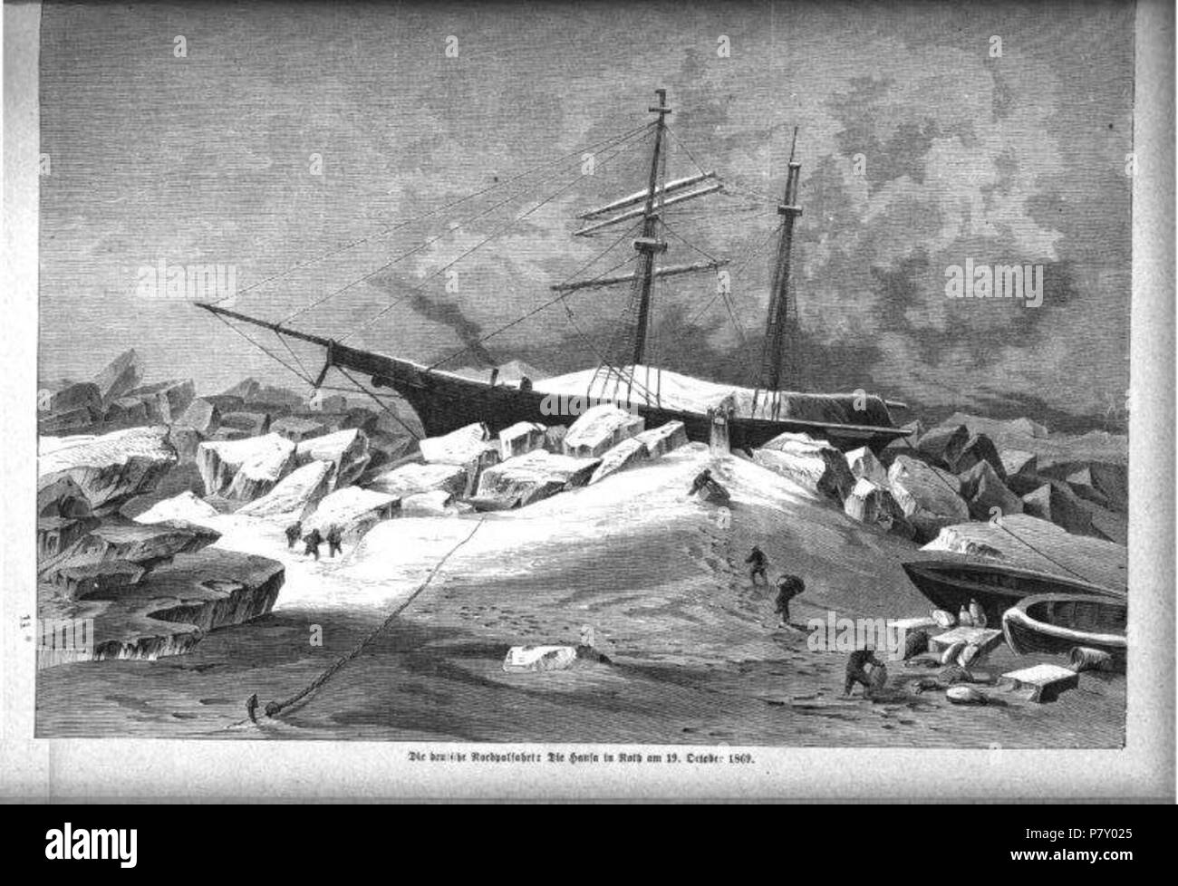 English: Nordpol-Expeditionsschiff 'Hansa' in Nicht. 1872 185 Hansa in Nicht (IK 1872, S85) Stockfoto