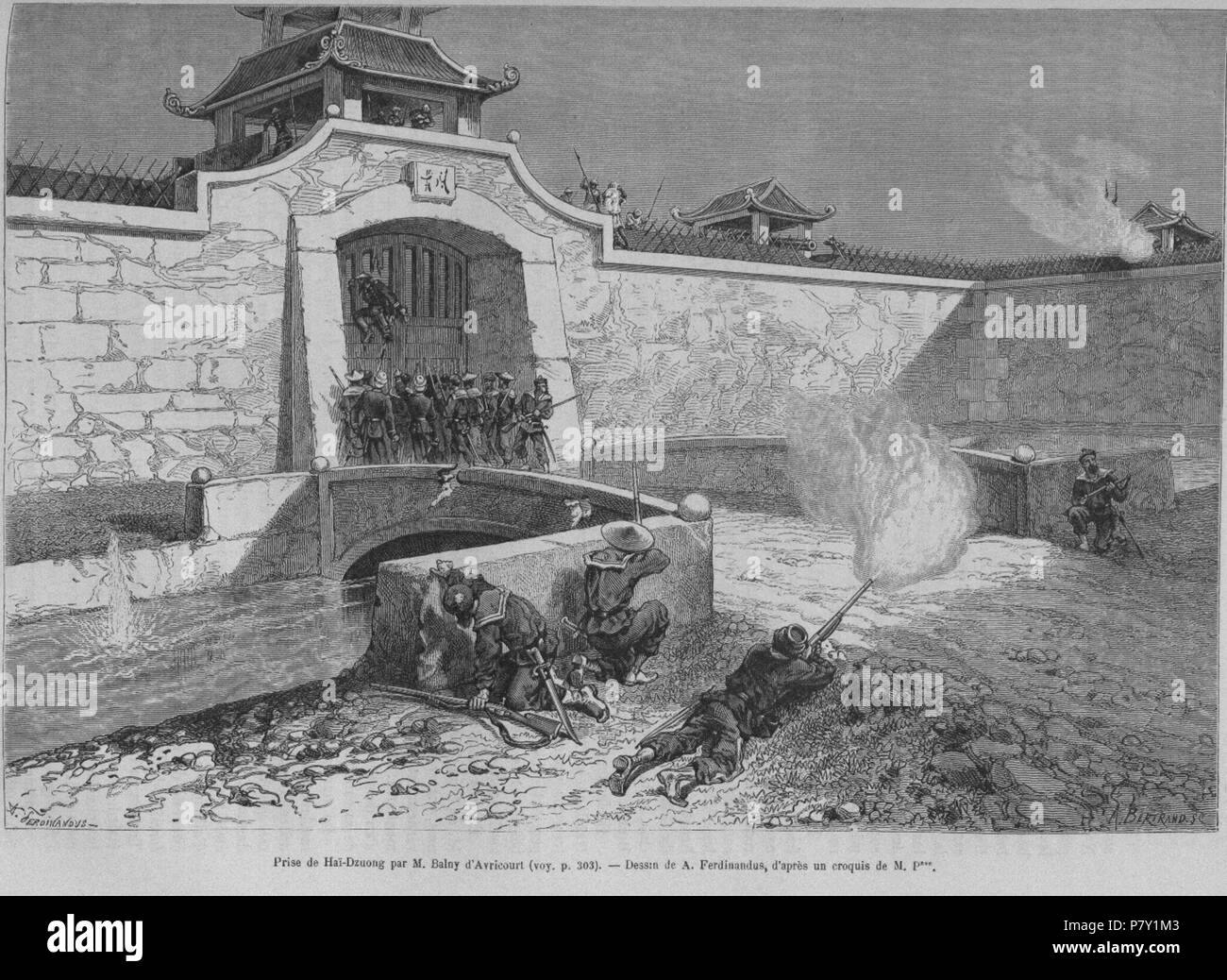 Französische Truppen Hai Duong Zitadelle gefangen. 1877 60 CaptureHaiDuong Stockfoto