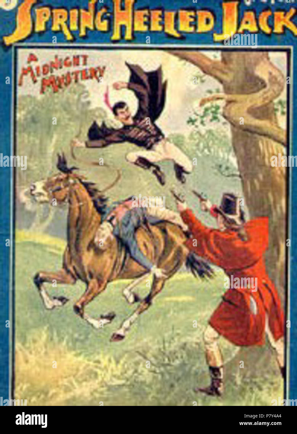 En: Spring Heeled Jack als von einem anonymen Künstler dargestellt - Abdeckung eines englischen en: Penny Dreadful (1904). 1904 (Original) 212 Jack 2 (7/8) Stockfoto