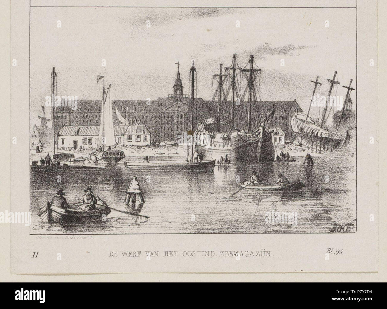 Deutsch: Beschreibung De Werf van het Oostind. Zeemagazijn nicht - contemporaine afbeelding van de werf van de Grachtenhaus war en het Oost-Indisch Zeemagazijn op Oostenburg. Het Zeemagazijn ist im April 1822 ingestort. Uit: C. van der Vijver - Geschiedkundige Beschreibung der Stad Amsterdam, dl. II, S. 94. Documenttype prent Vervaardiger Vries jr., R. de Hilverdink, Johannes J. A. (1813-1902) Collectie Collectie Atlas Dreesmann Datering 1845 Ca. Inventarissen Http://archief.amsterdam/archief/10094 Afbeeldingsbestand 010094002828. ca. 1845 193 Hilverdink, Johannes J. A. (1813-1902), Afb 010094002828 Stockfoto