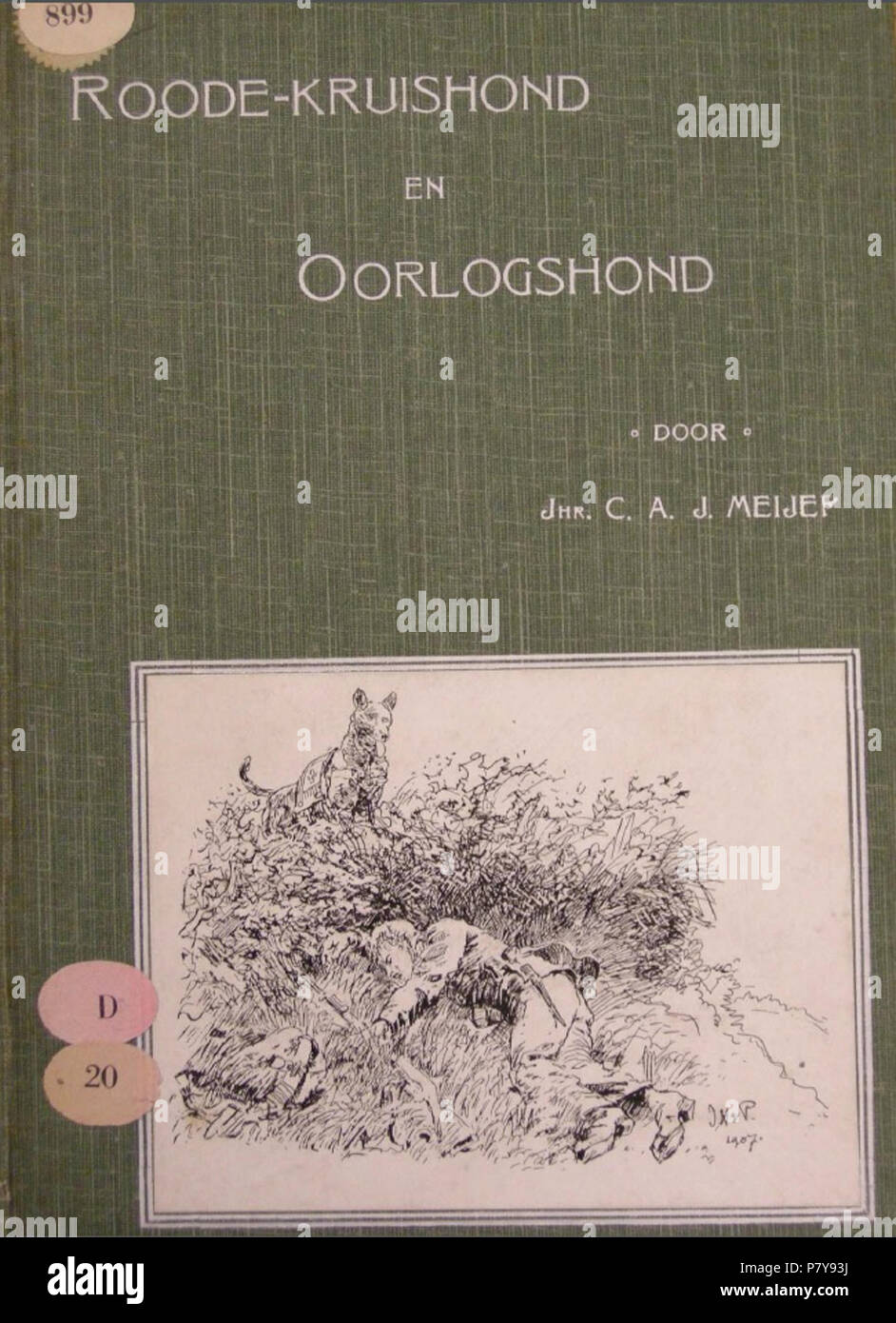 Englisch: bookcover Roode-Kruishond en Oorlogshond (1907). 25 November 2012, 23:14:15 226 Kaft Roode-Kruishond en Oorlogshond Stockfoto