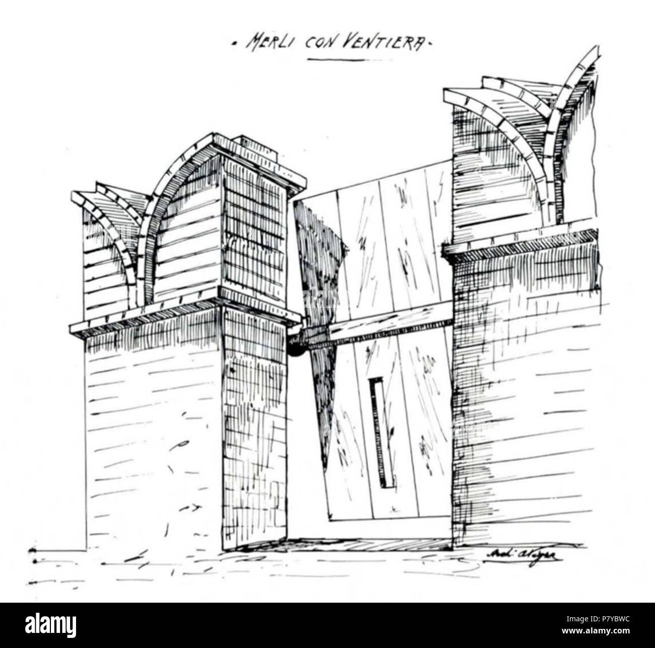 Italiano: Merli con ventiera. Vor 1942 266 Merli con ventiera-Nigra Abb. VI. Stockfoto