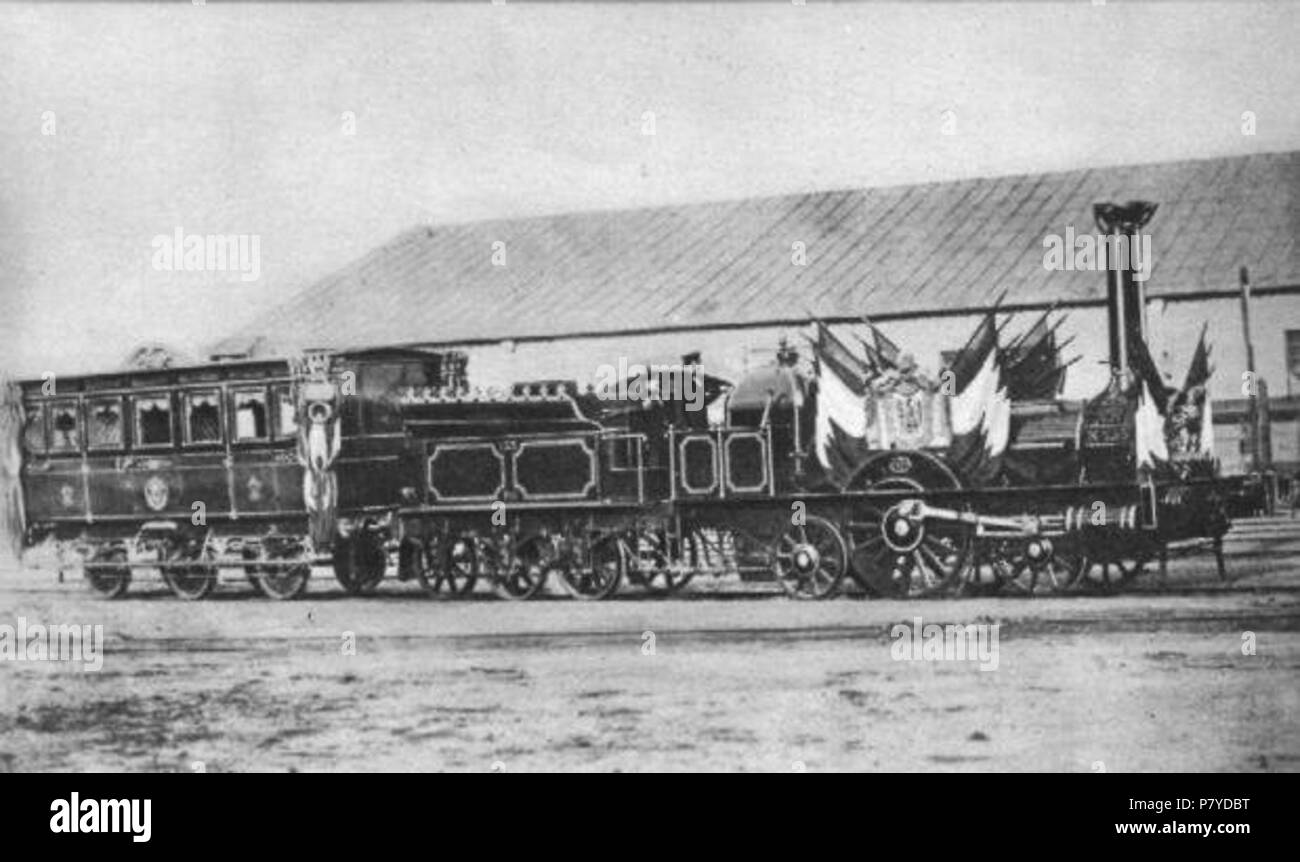 Englisch: sonderzug der "Prince-Président" Louis Napoléon Bonaparte im Jahre 1851 auf der Strecke von Paris nach Orléans. Français: Train spécial Du'Prince-Président" Louis Napoléon Bonaparte en 1851 Sur Le Chemin de fer d'Orléans. 1851 281 Napoleon presidential Zug, 1851 Stockfoto