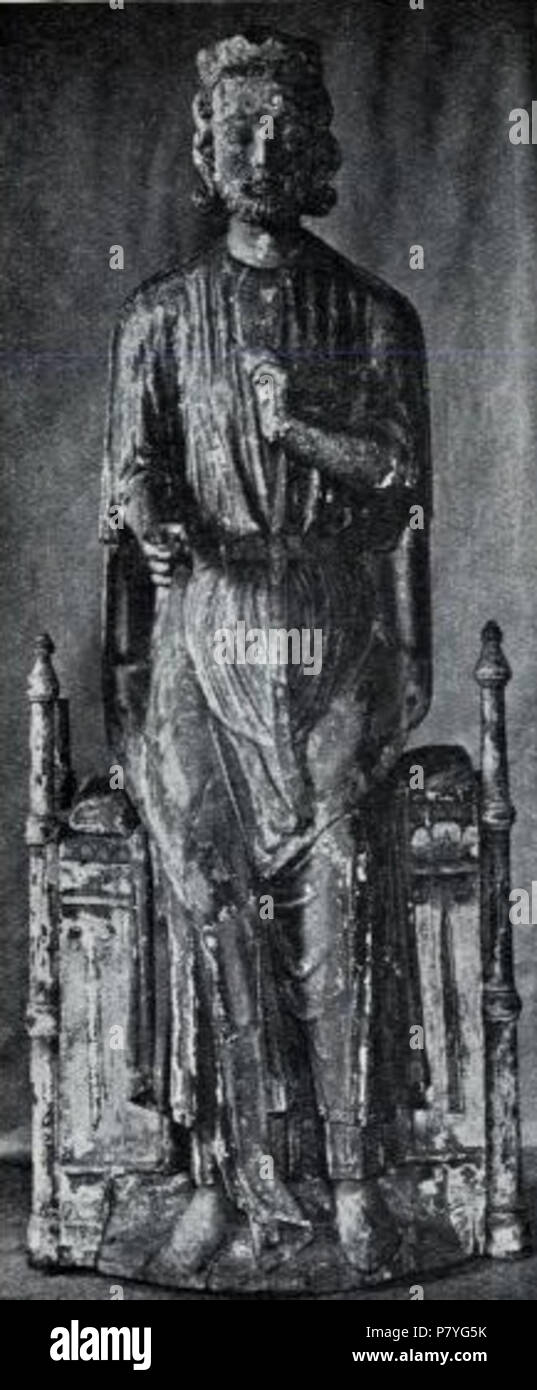 Englisch: Statue des Heiligen Olaf von Dale Kirche in Sogn, aus der Mitte des 13. Jahrhunderts. Norsk Bokmål: "Hellig-Olav fra Dale kirke i Sogn. Fra midten av det 13. Århundre." (S. 398). 22 Oktober 2012, 23:19:40 293 Olav den hellige (Dale Kirke) Stockfoto