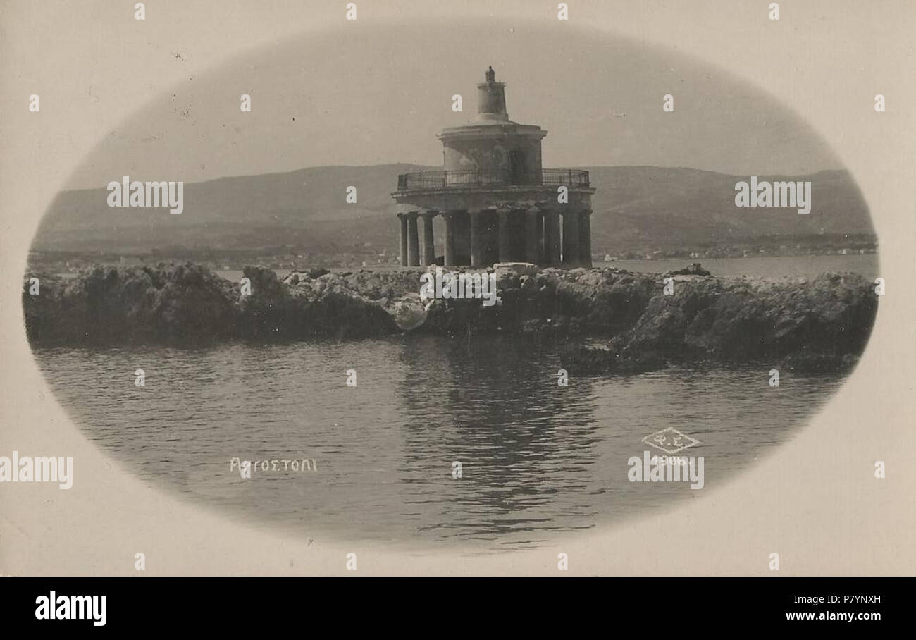 Englisch: Leuchtturm der Insel Kefalonia, im Jahre 1828, als Charles Napier war Wohnsitz von Kefalonia, dann Teil des Britischen regiert - Ionische Inseln gebaut. Foto von c. 1900. 6 Juni 2014, 11:56:23 229 Leuchtturm Kefalonia Stockfoto
