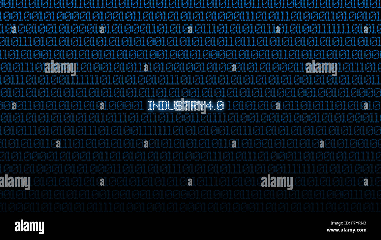Industrielle 4.0 Blau digital Matrix bacgkground. Zusammenfassung Hintergrund und Konzept. Intelligente Verbindung zum Netzwerk und Internet der Dinge. Cyb Stockfoto