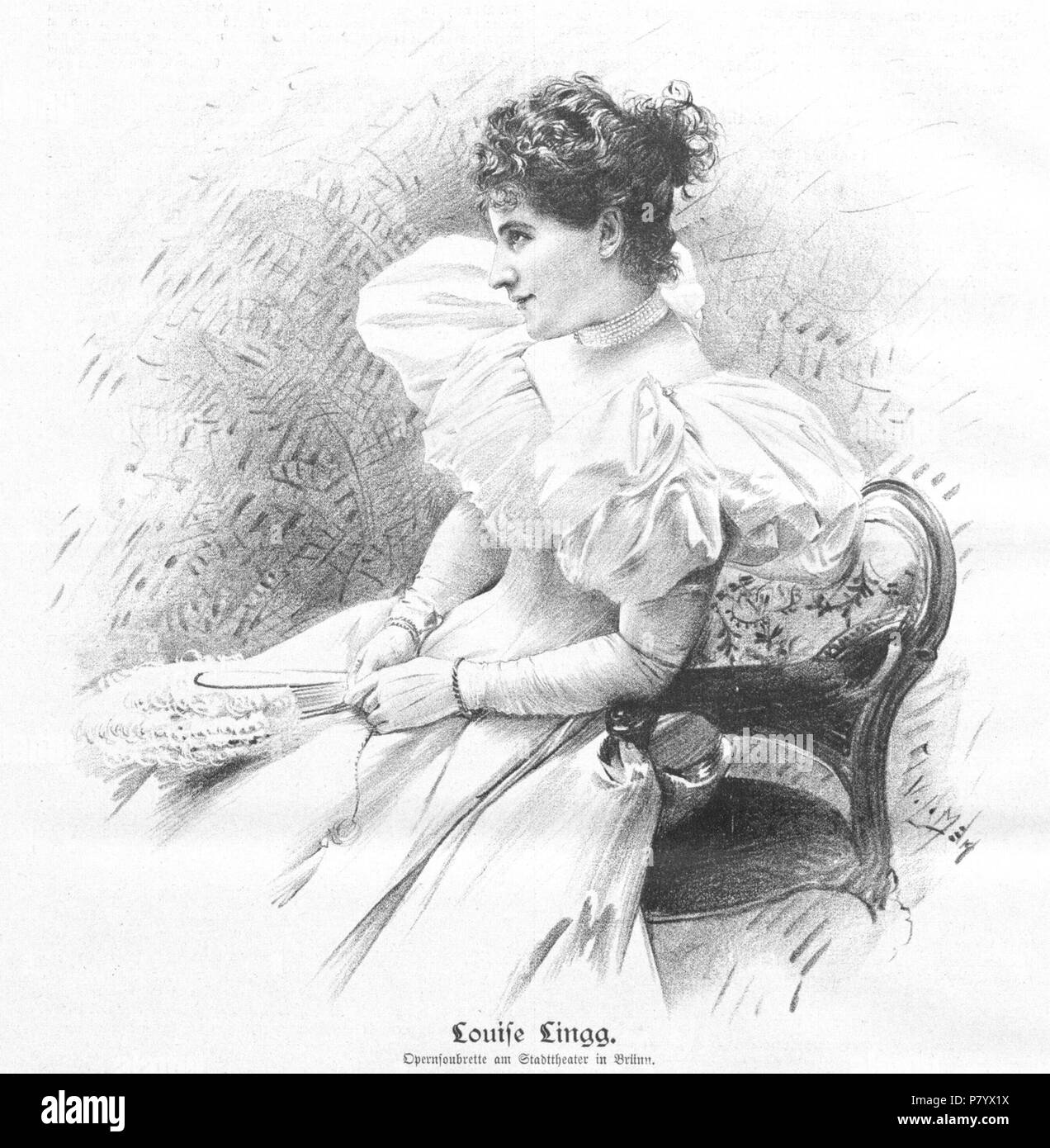 Englisch: Portrait von Louise Lingg (mehr berühmt als Luise del Zopp, * 1871 † nach 1951), österreichische Schauspielerin und Sängerin. 20. Mai 1896 250 Louise Lingg 1896 Vilimek Stockfoto