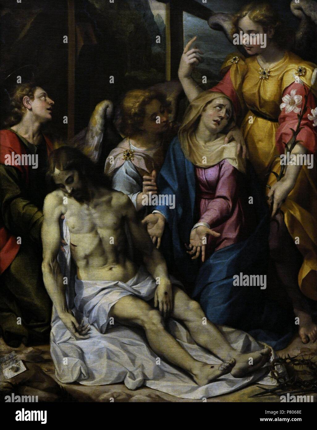 Ippolito Borguese (1568-1627). Italienischer Maler der Spätrenaissance. Pieta, 1603. Öl auf Leinwand. Nationales Museum von Capodimonte. Neapel. Italien. Stockfoto