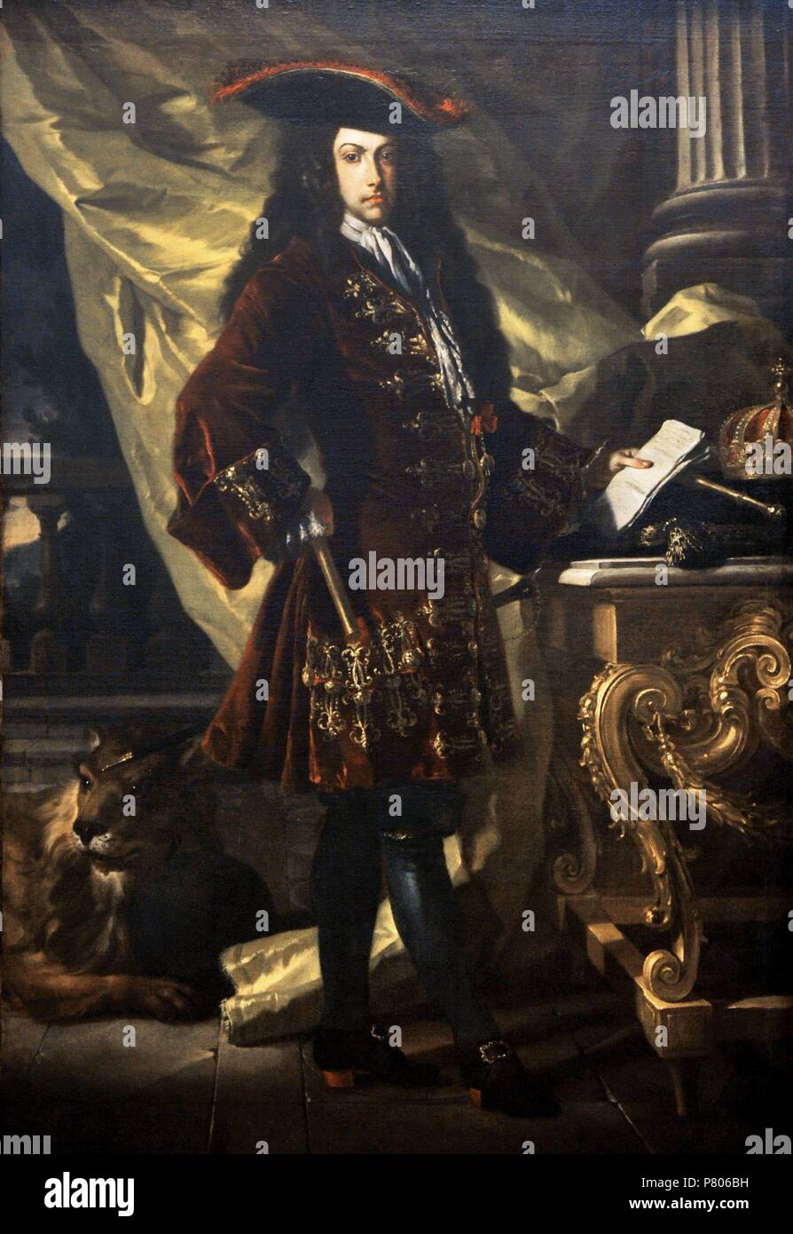 Karl VI., Kaiser des Heiligen Römischen Reiches (1685-1740). Porträt, 1706/11 von dem italienischen Maler Francesco Solimena (1657-1747). Nationales Museum von Capodimonte. Neapel. Italien. Stockfoto