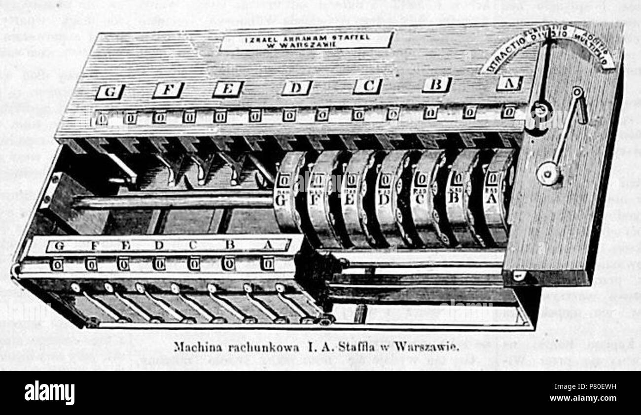 Polski: Machina rachunkowa Izraela Abrahama Staffela premiera, 1842 (1845). 1863 316 POL machina rachunkowa Staffla Stockfoto