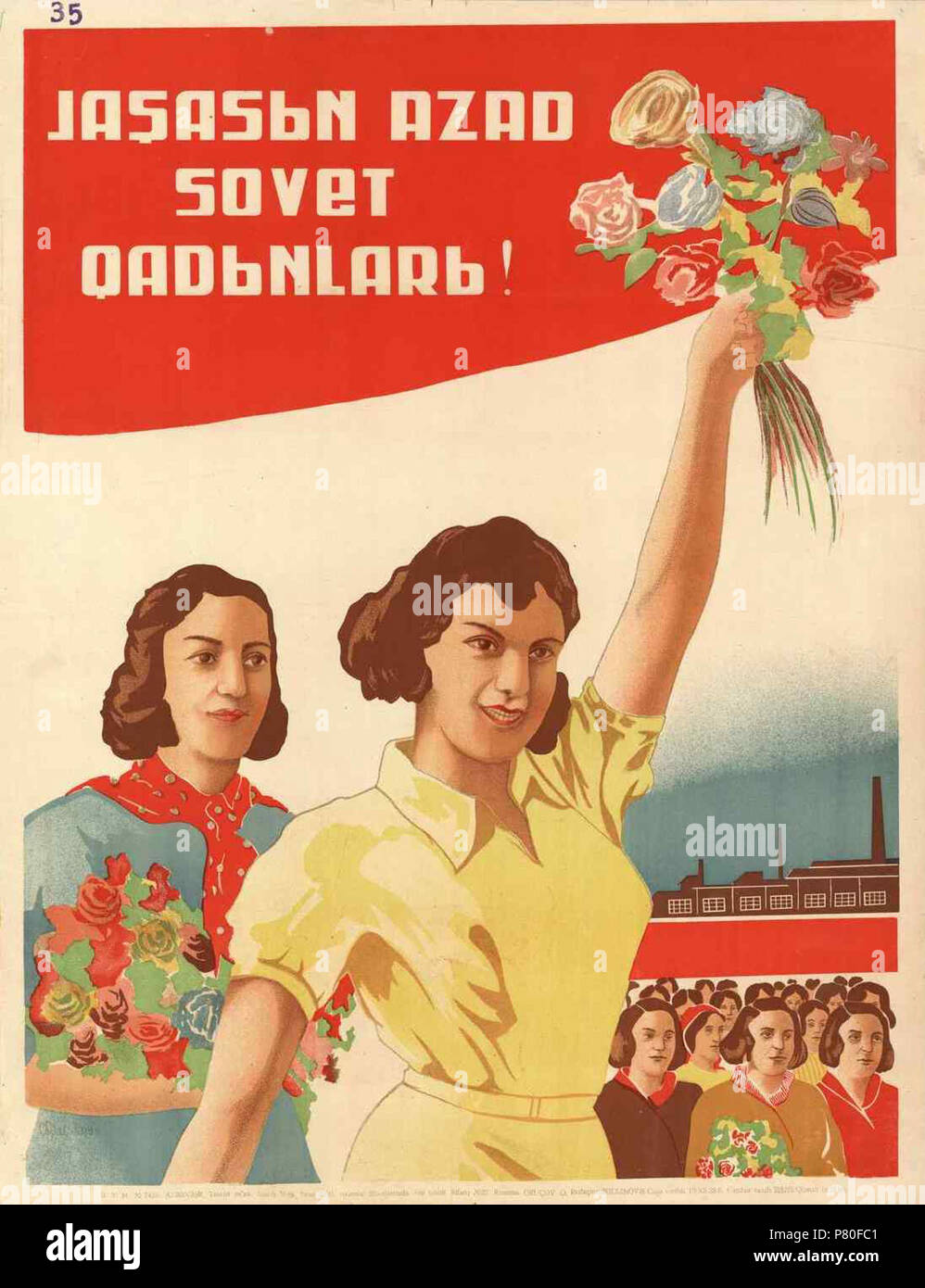 Englisch: Poster von Aserbaidschan 1939. Frauen. 1939 319 Poster von Aserbaidschan 1939. Frauen Stockfoto