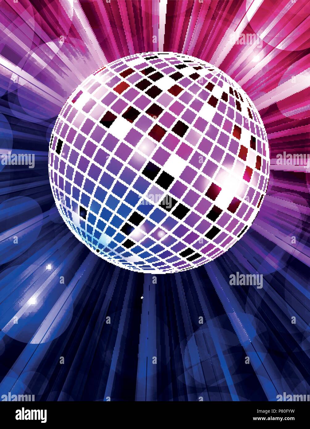Disco Party vector Hintergrund mit Rochen und Disco ball Stock