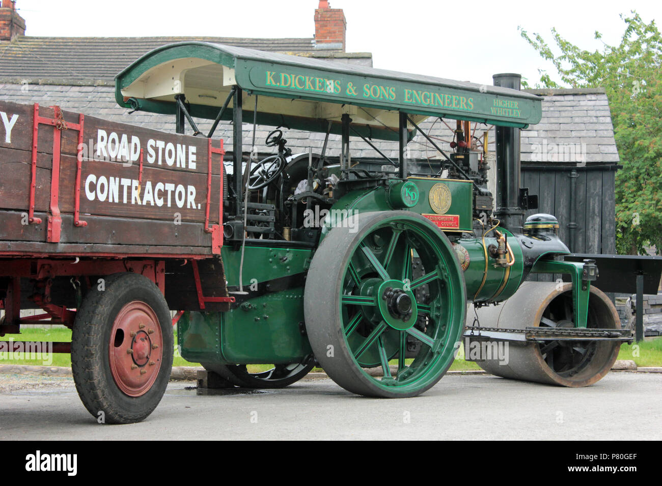 Der Marshall Dampfwalze, Motor Nr. 74450 steht im Hof an der Lion Salt Works Museum anlässlich der 2. jährlichen vintage Transport auch Stockfoto