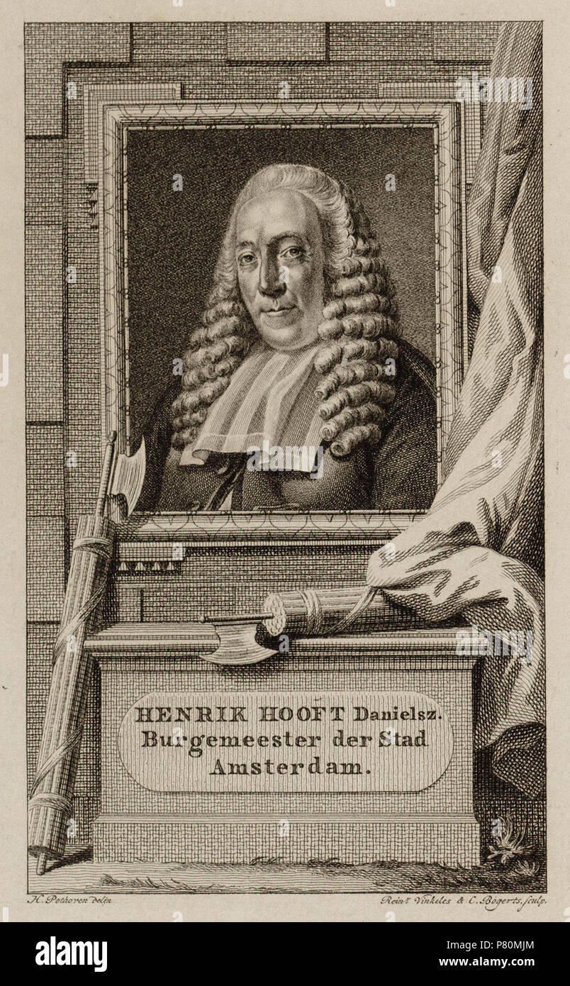 Deutsch: Beschreibung Hendrik Danielsz. Hooft (23-06-1716 / 31-08-1794) Burgemeester van Amsterdam 1769-1787. Afmetingen: 142 x 85 mm. Documenttype prent Vervaardiger Vinkeles, R. (Reinier; 1741-1816) Pothoven, K. Bogerts, C. (1745-1817) Collectie Collectie Stadsarchief Amsterdam: tekeningen en prenten Inventarissen Http://archief.amsterdam/archief/10097/010097008642 Afbeeldingsbestand 010097008642. Vor 1816 329 Reinier Vinkeles, Afb 010097008642 Stockfoto