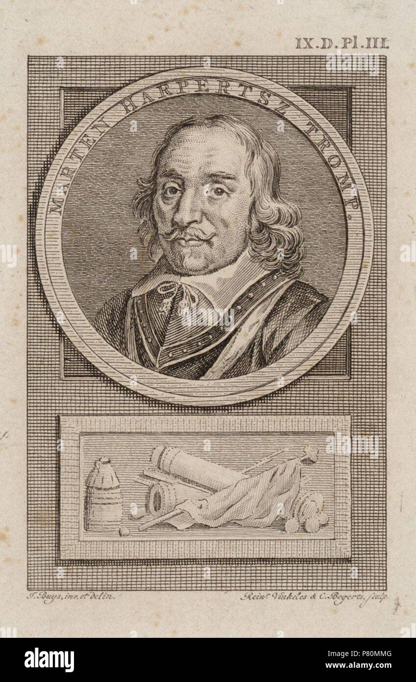Deutsch: Beschreibung Maarten Harpertsz. Tromp (23-04/10-08-1653) -1598 Luitenat - generaal van Holland. Afmetingen: 82 x 55 mm. Documenttype prent Vervaardiger kauft, Jacobus (1724-1801) auf der Karte finden, entspringen, R. (Reinier; 1741-1816) Collectie Collectie Stadsarchief Amsterdam: tekeningen en prenten Inventarissen Http://archief.amsterdam/archief/10097/010097009309 Afbeeldingsbestand 010097009309. Vor 1816 329 Reinier Vinkeles, Afb 010097009309 Stockfoto