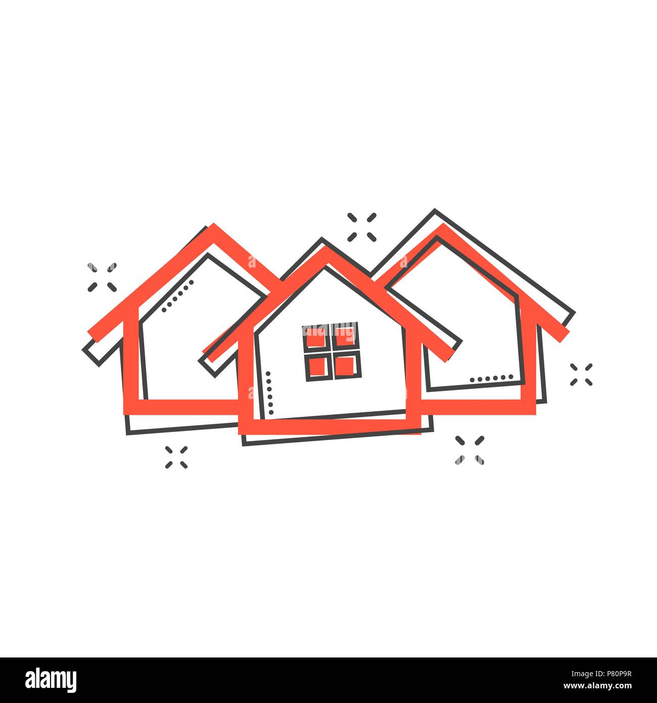 Cartoon Symbol House im Comic-stil. Home illustration Piktogramm. Haus splash Geschäftskonzept. Stock Vektor
