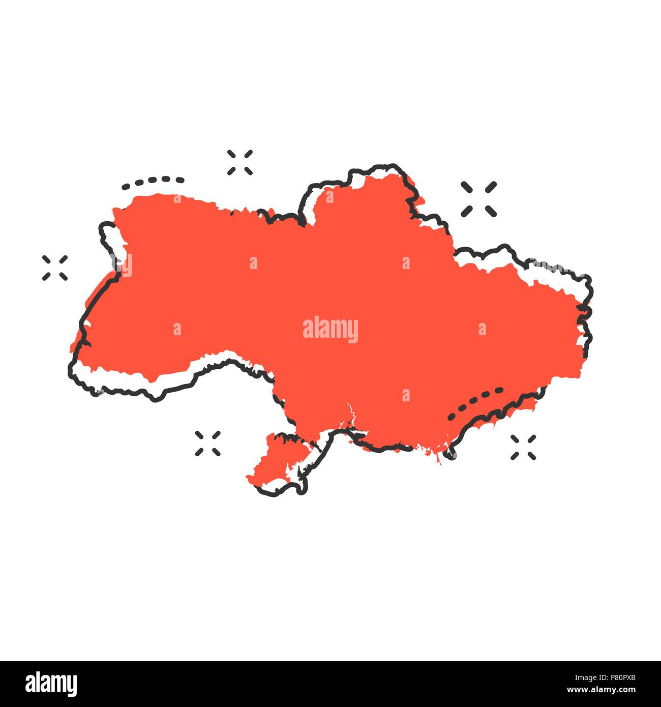 Cartoon Ukraine Symbol Karte im Comic-stil. Ukraine Abbildung Piktogramm. Land Geographie Zeichen splash Geschäftskonzept. Stock Vektor