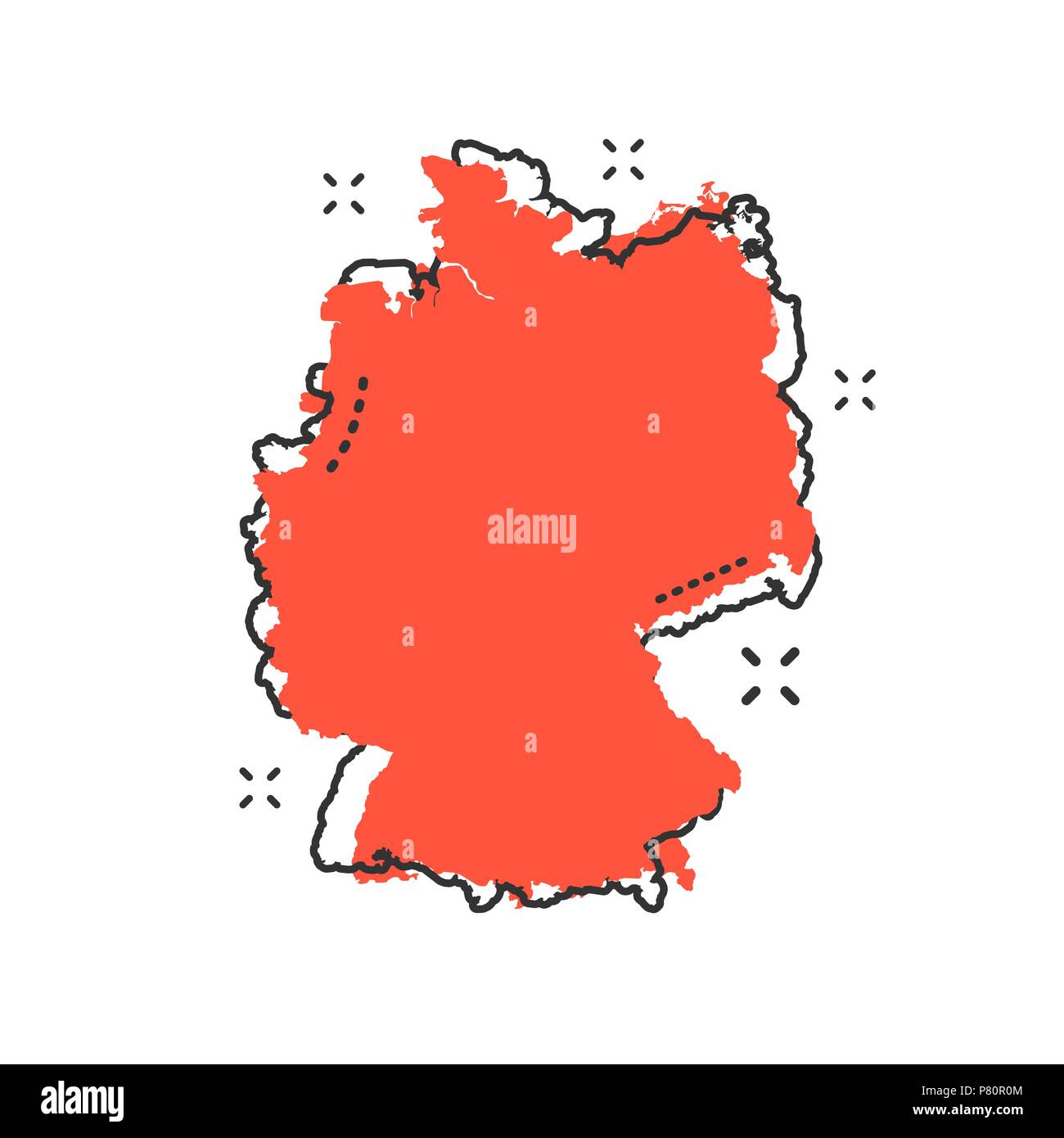Cartoon Deutschland Karte Symbol im Comic-stil. Deutschland Abbildung Piktogramm. Land Geographie Zeichen splash Geschäftskonzept. Stock Vektor