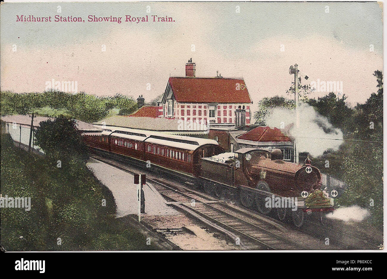 Midhurst Bahnhof. Postalisch Oktober 11, 1906 267 Midhurst (LBSCR) Bahnhof verwendet Stockfoto