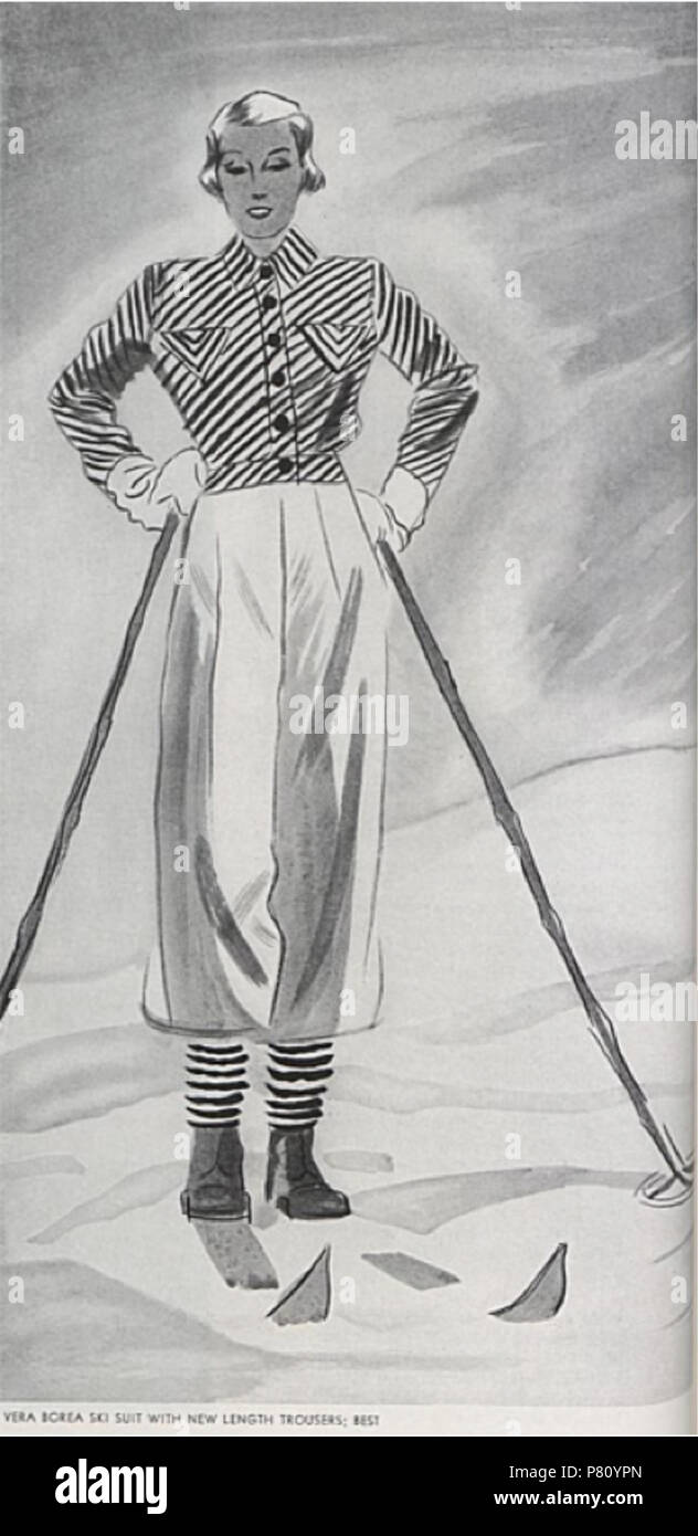 386 VERA BOREA - SKIANZÜGE neue LÄNGE HOSE - ca. 1934 Stockfoto