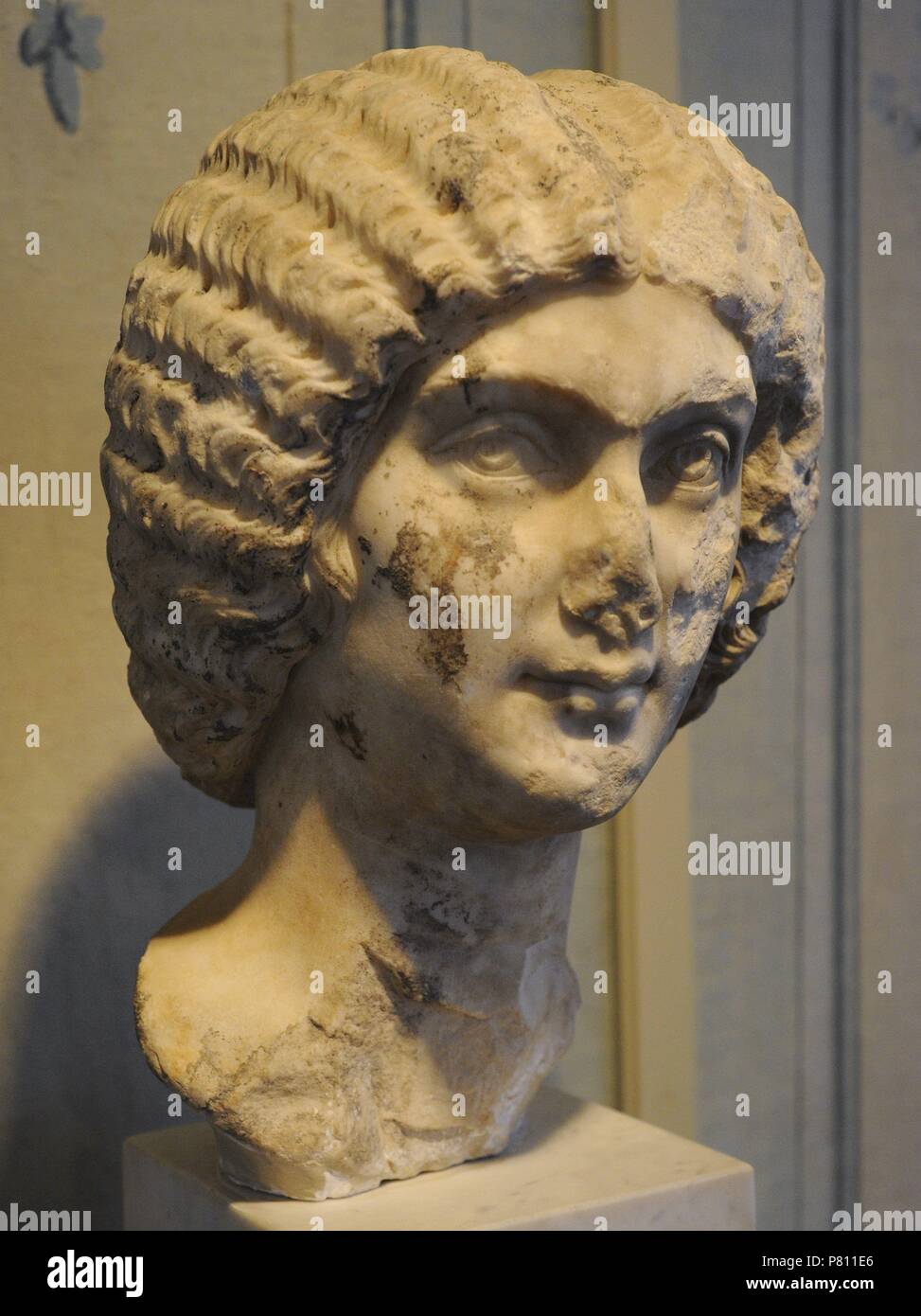 Julia Domna (170 n. Chr. - 217 n. Chr.). Kaiserin und Ehefrau von Roman Emperor Septimius Severus. Severischen Dynastie. Büste. 2. Jahrhundert. Museum der Stadt Malmö. Schweden. Stockfoto