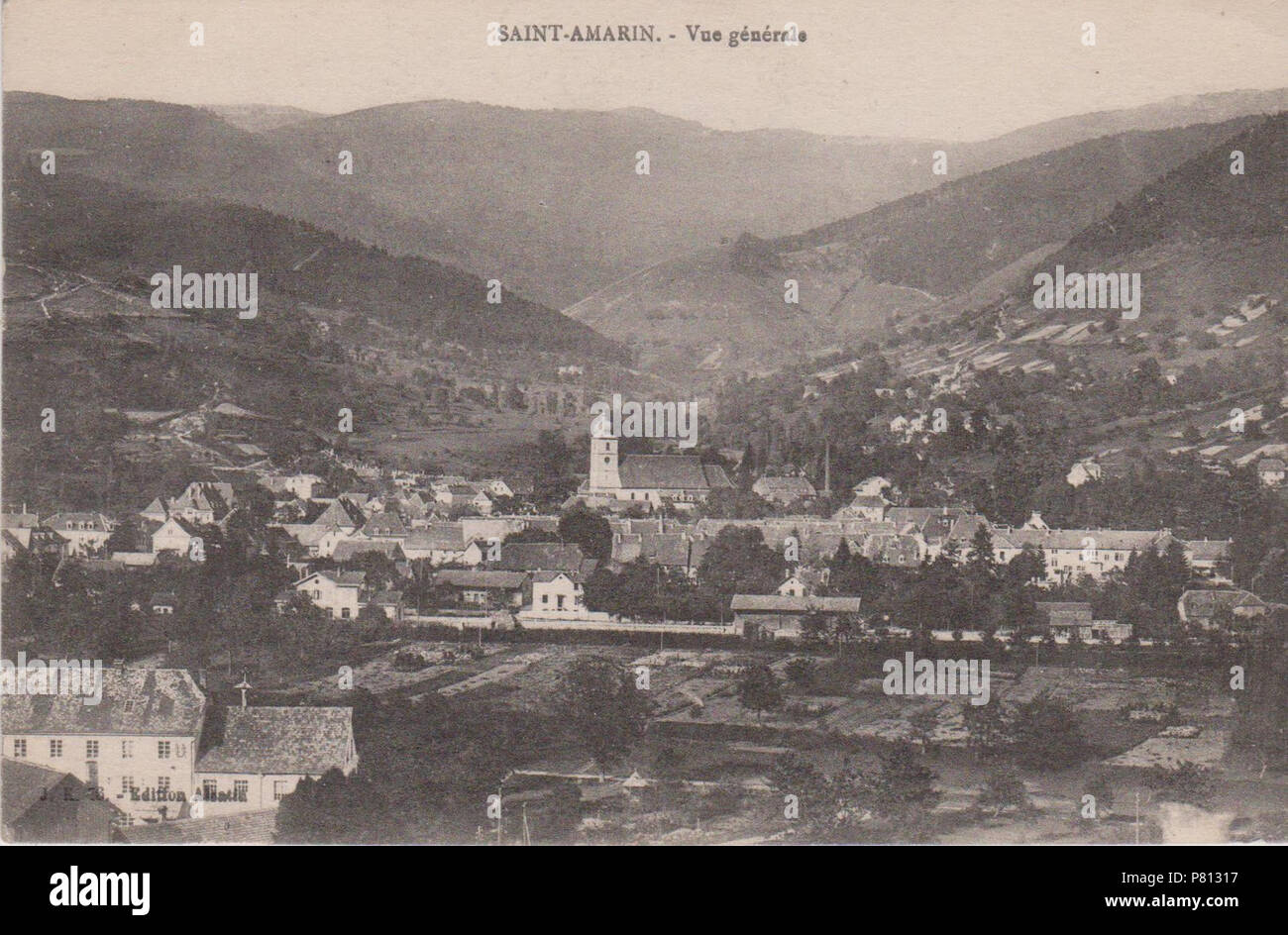 Français: Ancienne carte Postale de Saint Amarin Englisch: Alte Postkarte von Saint Amarin. 1917 339 Saint Amarin (1917) Stockfoto