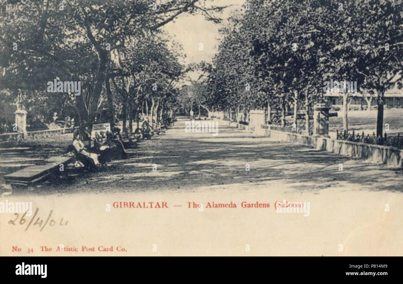 Englisch: Alameda Gärten alte Ansichten von Gibraltar. Henry Coelho - "ein Paar von meinen alten Postkarten Sammlung.. bessere Auflösung gescannt. 11. August 2012 357 Straße in Bavaria Park Stockfoto