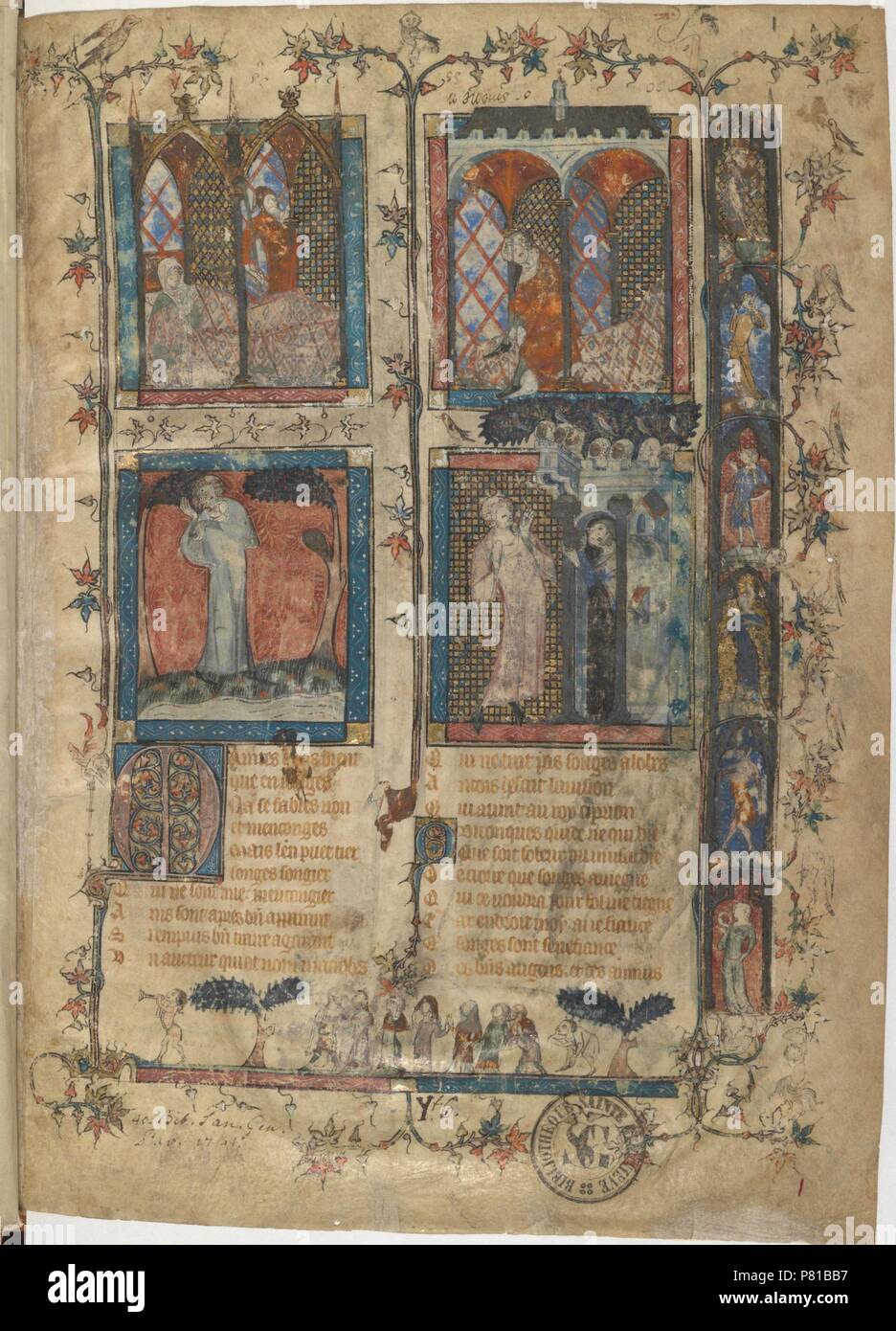 Miniatur aus einer Handschrift des Roman de la Rose von Guillaume de Lorris und Jean de Meun. Museum: Bibliothèque de Genève. Stockfoto