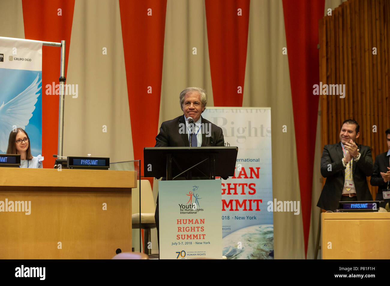New York, Vereinigte Staaten. 06. Juli 2018. Luis Almagro Generalsekretär der Organisation der Amerikanischen Staaten nahmen am 15. jährliche internationale Menschenrechte Gipfel am UN-Hauptsitz Credit: Lev Radin/Pacific Press/Alamy leben Nachrichten Stockfoto