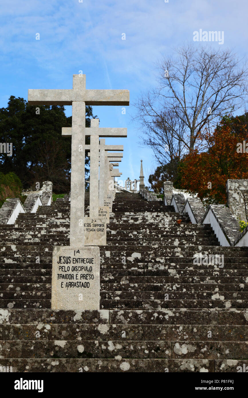 Calvario/Stationen des Kreuzes, Vila Praia de Ancora, Provinz Minho, Nordportugal Stockfoto