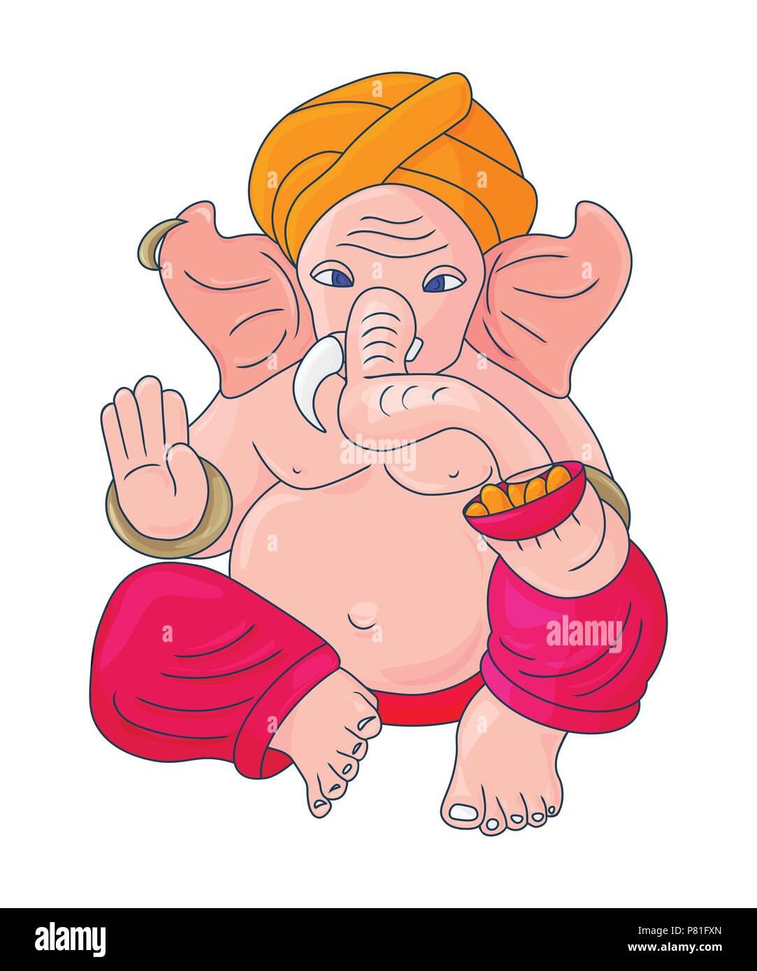 Vector Illustration für Ganesh Chaturthi fest: Lord Ganesha auch bekannt als Ganapati, Vinayaka, Pillaiyar und Binayak. Stock Vektor