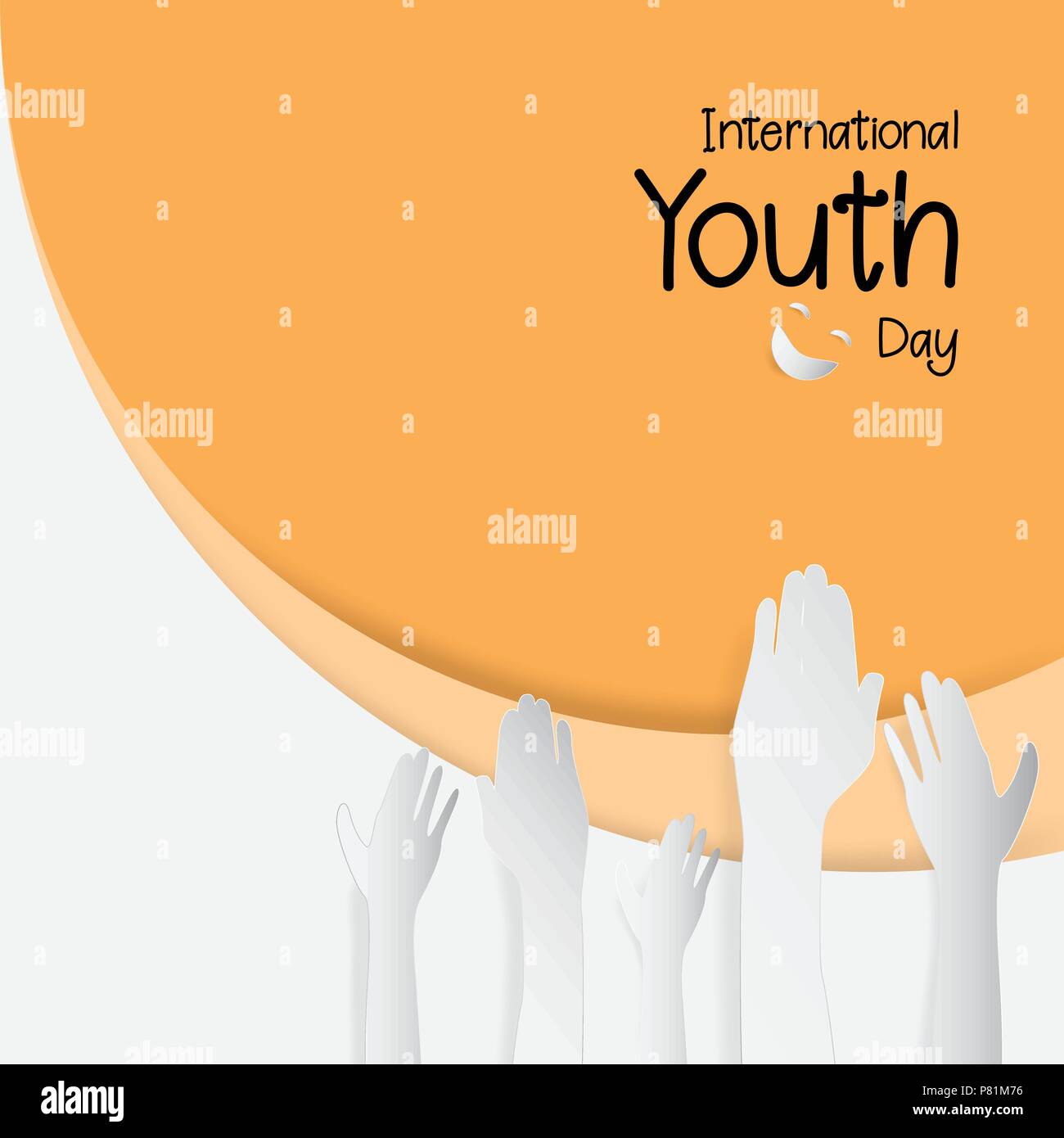 12. August Internationaler Tag der Jugend. Papier schneiden Stil. Vector Illustration. Stock Vektor