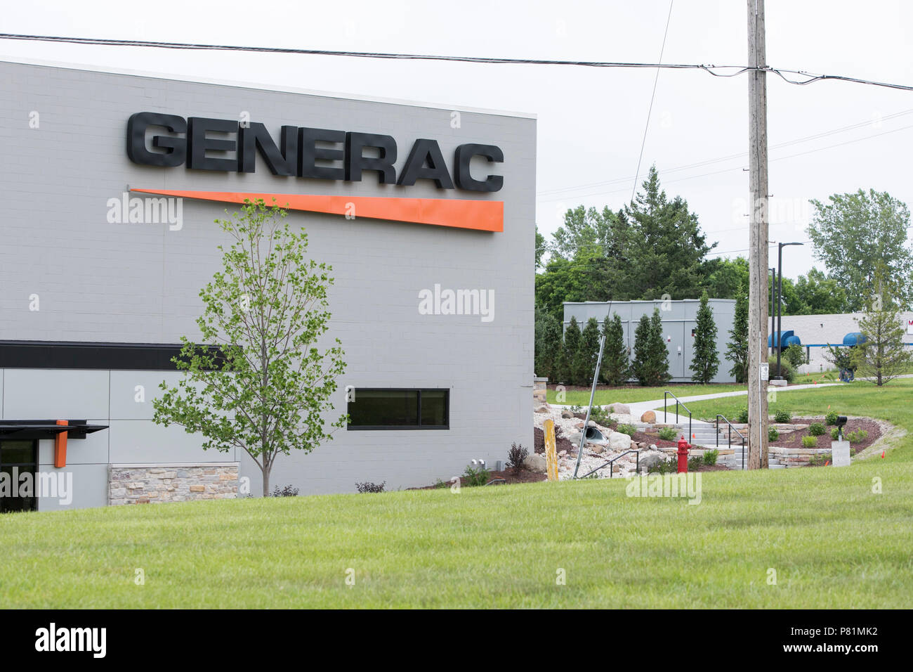 Ein logo Zeichen außerhalb des Hauptsitzes der Generac Power Systems in Waukesha, Wisconsin am 22. Juni 2018. Stockfoto