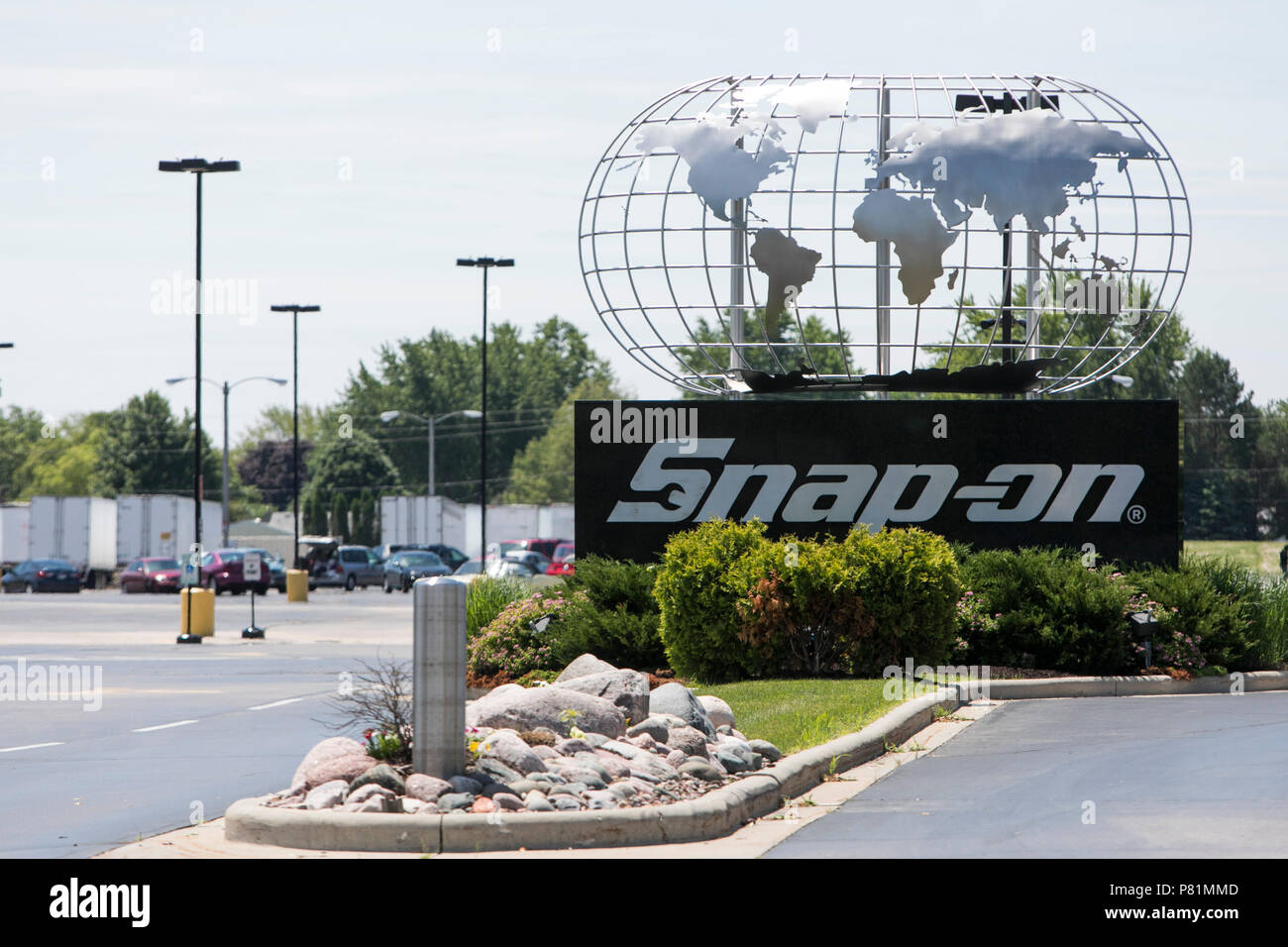 Ein logo Zeichen außerhalb des Hauptsitzes der Snap-on, Inc., die in Kenosha, Wisconsin, am 23. Juni 2018. Stockfoto